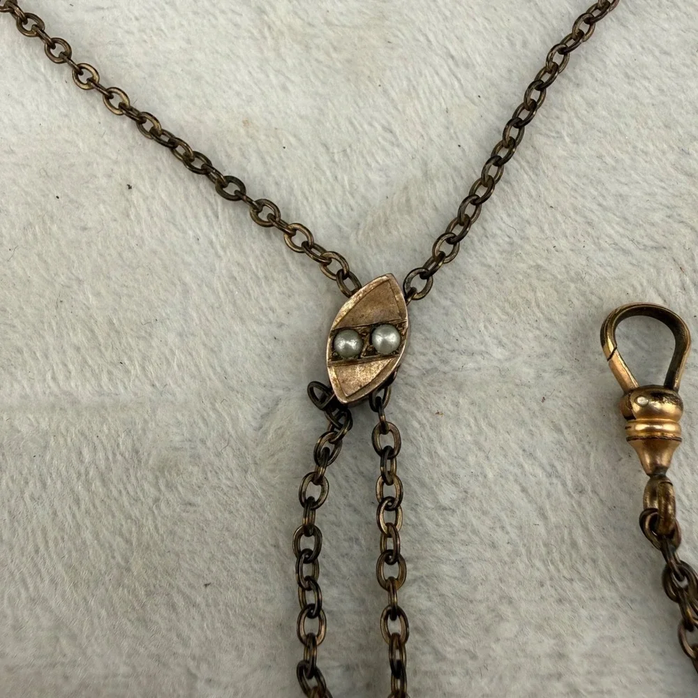 Vintage Gold Filled Watch Chain Gold Tone Fancy Slider Long 48